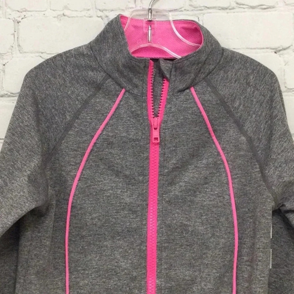 Gym Go Grey Pink Athletic Zip Jacket size 7-8 Medium Girls - Picture 3 of 7